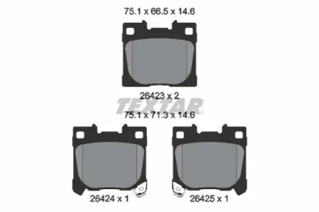 Комплект гальмівних колодок задн, TOYOTA YARIS 1.6 02.20 TEXTAR 2642301 Купити в Україні