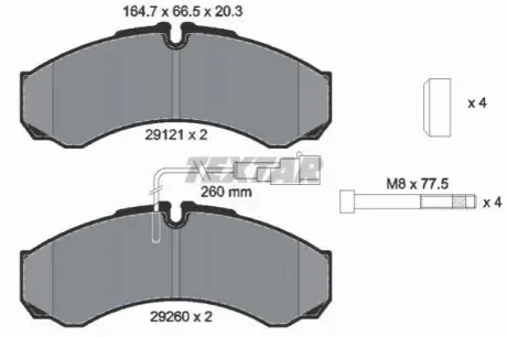 Колодки гальмівні (передні) Iveco Daily III 99-06 TEXTAR 2912113