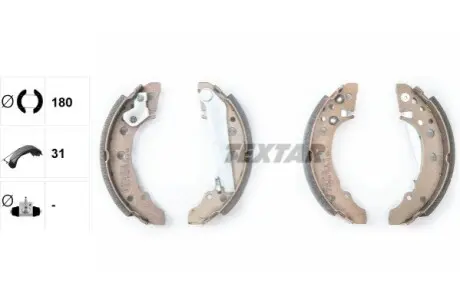 Гальмівна колодка AUDI 100 C1, 50, 80 B1, 80 B2, A2 SEAT AROSA, CORDOBA, IBIZA II, IBIZA IV ST, TOLEDO I VW DERBY, GOLF I, GOLF II, JETTA I, JETTA II, LUPO I, PASSAT B2 0.8-1.9D 11.68-07.16 TEXTAR 91018200