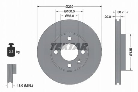 Тормозной диск - (321615301A, 321615301B, 321615301C) TEXTAR 92012103
