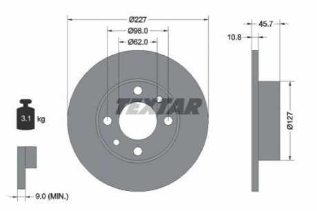 Тормозной диск - (16500253, 4139010, 4208311) TEXTAR 92019300