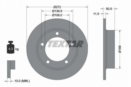 Тормозной диск - (21013501070, 21213501070, 2121350107080) TEXTAR 92019900 (фото 1)