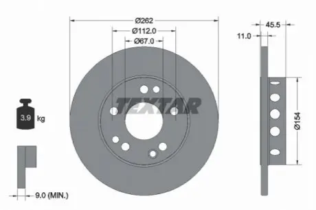 Диск гальмівний передн Лів/Прав MERCEDES 190 (W201) 1.8-2.6 10.82-08.93 TEXTAR 92027403