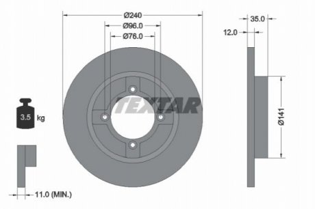 Тормозной диск TEXTAR 92029300 (фото 1)