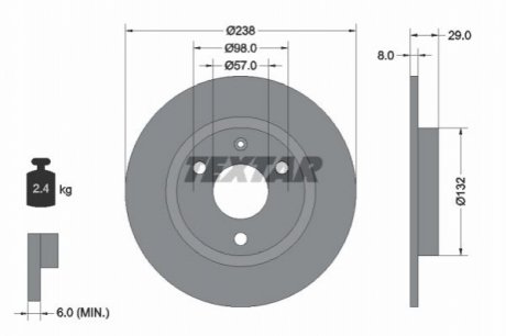Тормозной диск - (4246F8, 4246G0, 4249C5) TEXTAR 92038500 (фото 1)