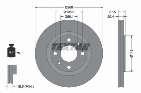 Тормозной диск - (424697, 4246B1, 4246R3) TEXTAR 92048103 (фото 1)