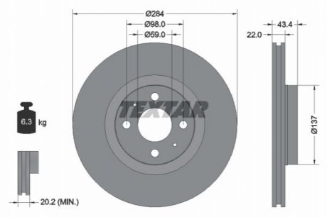 Гальмівний диск - (46403088, 46403959, 46445004) TEXTAR 92053503 (фото 1)