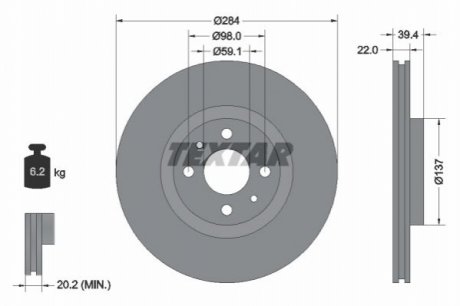 Тормозной диск - (46427947, 46427949, 46403958) TEXTAR 92055203 (фото 1)