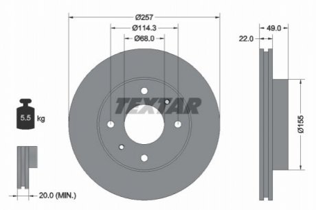 Тормозной диск TEXTAR 92056300 (фото 1)