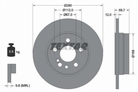 Гальмівний диск TEXTAR 92056900 (фото 1)