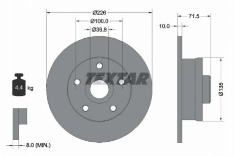 Тормозной диск - (357615601A, 357615601B) TEXTAR 92057200 (фото 1)