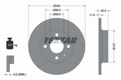 Тормозной диск TEXTAR 92061103