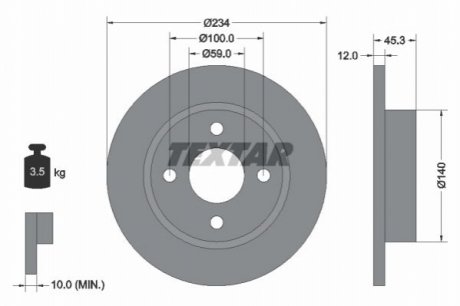 Гальмівний диск TEXTAR 92063300 (фото 1)