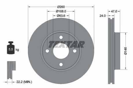 Тормозной диск TEXTAR 92063503 (фото 1)