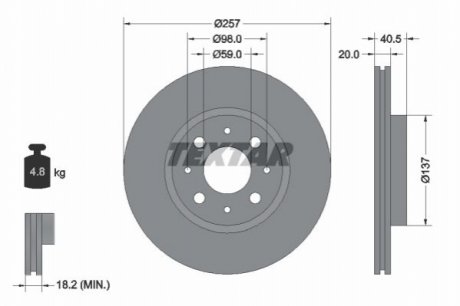 Тормозной диск - (46416712, 46423415, 51749124) TEXTAR 92068503 (фото 1)