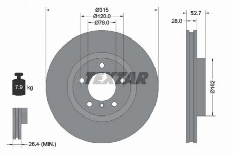 Гальмівний диск TEXTAR 92071203 (фото 1)