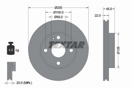 Тормозной диск - (BR703325X, BR703325XA, BR703325XB) TEXTAR 92071500 (фото 1)