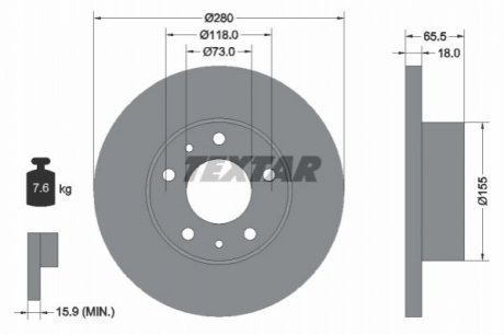 Тормозной диск - (1300500080, 1606308980, 4246J8) TEXTAR 92073703 (фото 1)