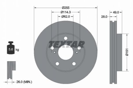 Тормозной диск TEXTAR 92077600 (фото 1)