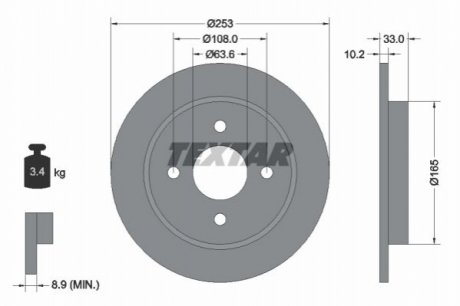 Гальмівний диск - (1073756, 1323621, 1514237) TEXTAR 92088403 (фото 1)