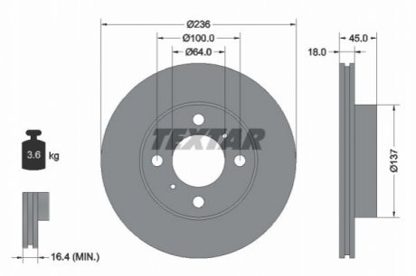 Тормозной диск - (MB699283, MB950922, MB699282) TEXTAR 92089400 (фото 1)