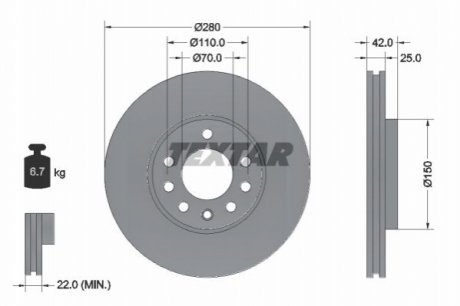 Тормозной диск TEXTAR 92091903 (фото 1)