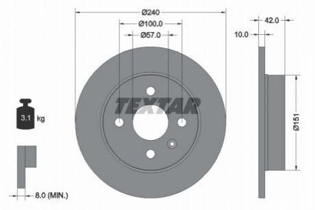 Тормозной диск - (569108, 569111, 90498304) TEXTAR 92092003