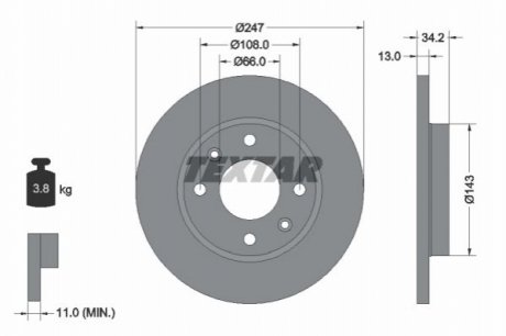 Тормозной диск - (4246R8, 4246R9, 4249A5) TEXTAR 92092803 (фото 1)
