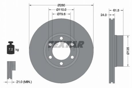 Гальмівний диск - (7700302128, 9160398, 4500098) TEXTAR 92097703 (фото 1)