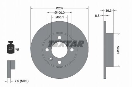 Гальмівний диск TEXTAR 92098203 (фото 1)