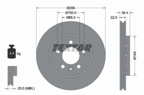 Тормозной диск - (8L0615601, 8N0615601B) TEXTAR 92098603 (фото 1)