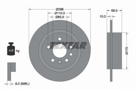 Тормозной диск - (12763591, 4907523, 5057476) TEXTAR 92100200 (фото 1)