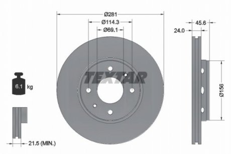 Тормозной диск - (308180272, 30818027, M818027) TEXTAR 92100403 (фото 1)