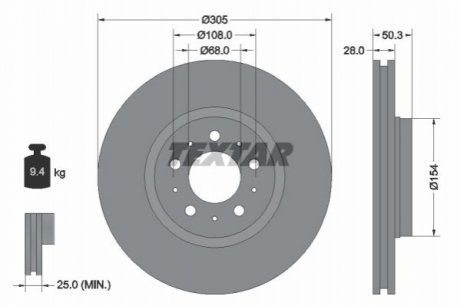 Тормозной диск - (272404, 2724045, 274170) TEXTAR 92100603 (фото 1)