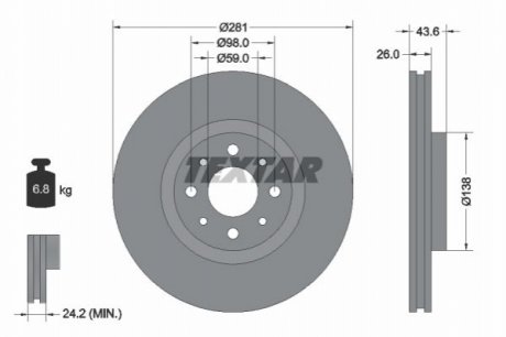 Гальмівний диск - (46535086, 46765546) TEXTAR 92107703 (фото 1)