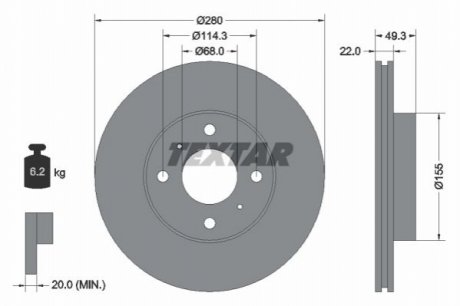 Тормозной диск TEXTAR 92109300 (фото 1)