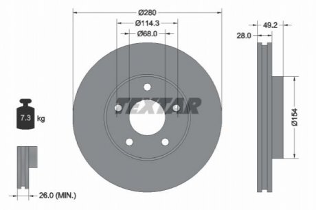 Тормозной диск - (402063Y502, 402064U103, 402064U107) TEXTAR 92109403 (фото 1)