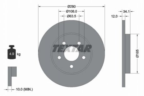 Тормозной диск TEXTAR 92109703 (фото 1)