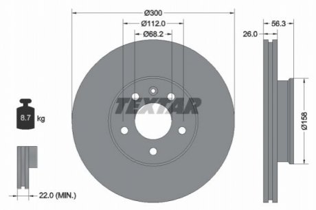 Тормозной диск - (1141782, 7D0615301, 7D0615301B) TEXTAR 92109803 (фото 1)