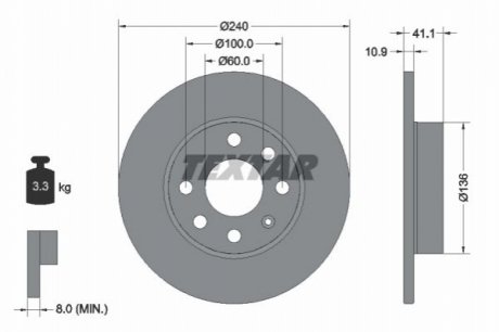 Тормозной диск TEXTAR 92111303 (фото 1)