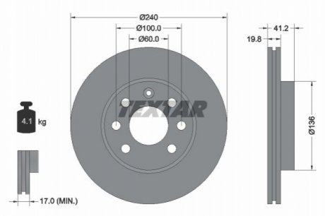 Тормозной диск TEXTAR 92111403 (фото 1)