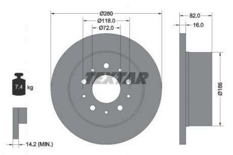 Тормозной диск - (1606306680, 4246G7, 4246Y7) TEXTAR 92116103 (фото 1)