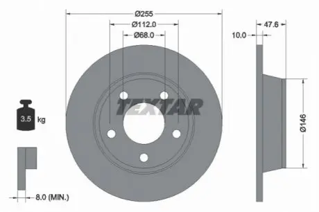 Диск гальмівний задн Лів/Прав AUDI A6 C5, ALLROAD C5 1.8-3.0 02.97-08.05 TEXTAR 92117303 Купити в Україні