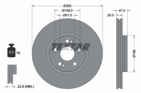 Гальмівний диск - (7701206614, 8200007122) TEXTAR 92119003 (фото 1)