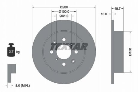 Тормозной диск - (42510S5A000, 42510S5AA00, 42510S5HT00) TEXTAR 92125300 (фото 1)