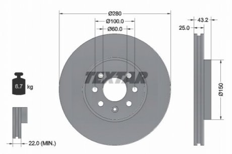 Гальмівний диск TEXTAR 92129303