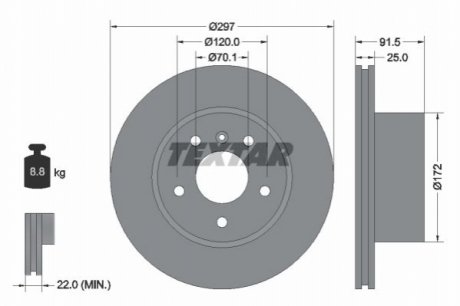 Тормозной диск - (ANR4582, SBD000380, SDB000380) TEXTAR 92129700 (фото 1)