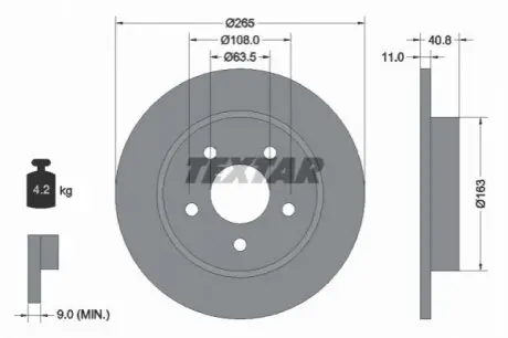 Диск гальмівний задн Лів/Прав FORD C-MAX, FOCUS C-MAX, FOCUS II MAZDA 3 1.4-2.0LPG 10.03 TEXTAR 92133703 Купити в Україні