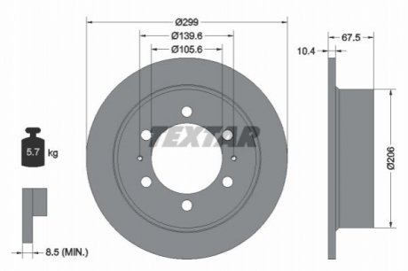 Тормозной диск TEXTAR 92138500 (фото 1)