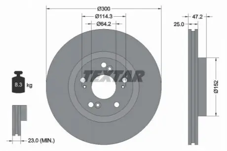 Диск гальмівний передн Лів/Прав HONDA ACCORD VII 2.0-3.0 09.02-05.08 TEXTAR 92140903